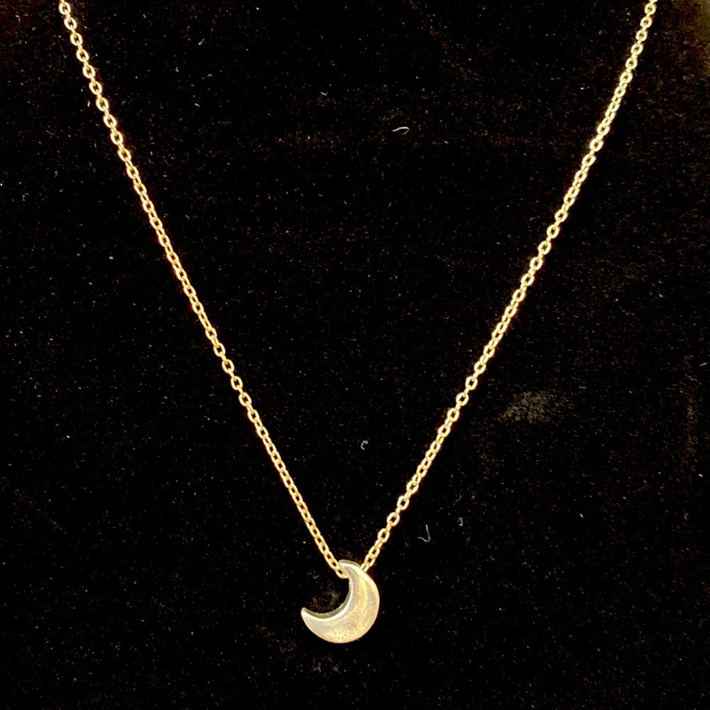 Silver-toned Crescent Moon Pendant on 18” Chain​